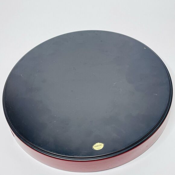 VTG Gold Silver Lacquerware Fern Rust Red Round Serving Tray 13" Marusei Japan - Picture 8 of 12